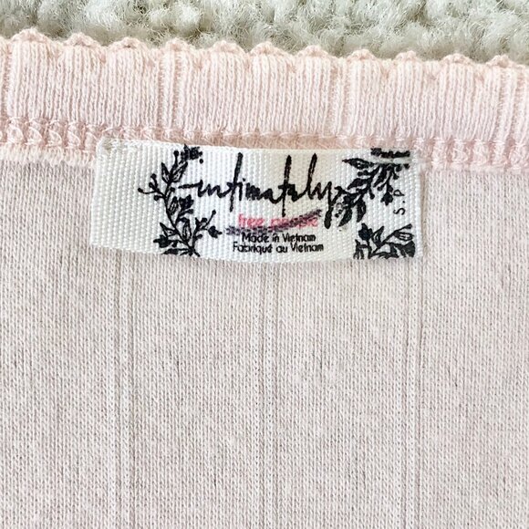 New Free People Intimately End Game Pointelle Baby Tee, Small, Peach - Picture 6 of 7